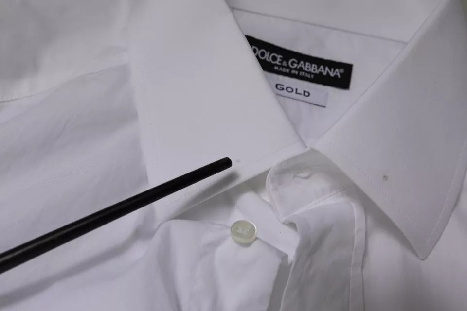 Dolce & Gabbana White Slim Fit Men's Shirt GOLD made of Cotton
